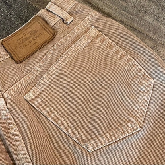 CALVIN KLEIN Union Made in USA Tan 100% Cotton High Rise Classic Jeans, Size 12 - Picture 8 of 15